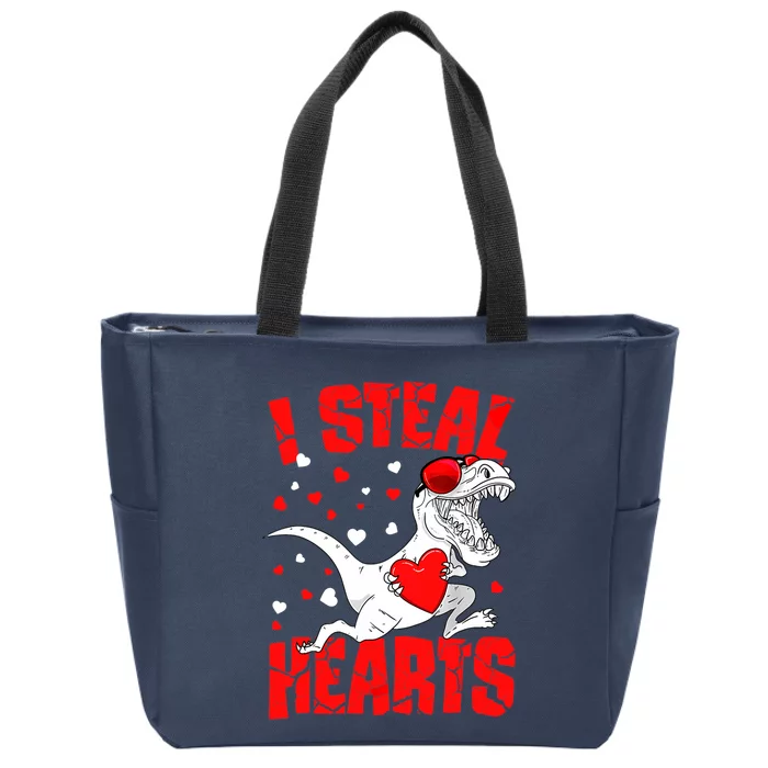 I Steal Hearts Trex Dino Baby Boy Valentines Day Gifts Zip Tote Bag