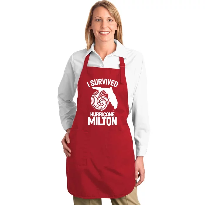 I Survived Hurricane Milton Florida Strong Full-Length Apron With Pocket