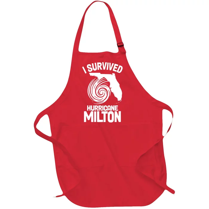 I Survived Hurricane Milton Florida Strong Full-Length Apron With Pocket