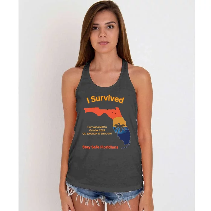 I Survived Hurricane Milton Stay Safe Floridians Women's Knotted Racerback Tank