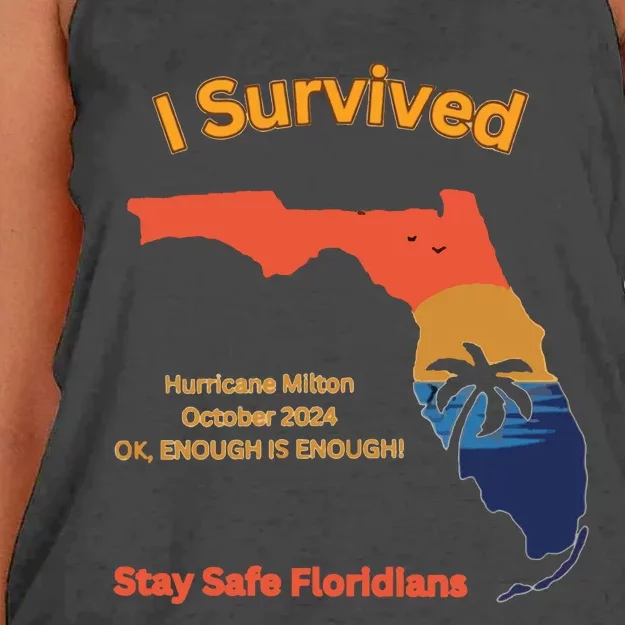 I Survived Hurricane Milton Stay Safe Floridians Women's Knotted Racerback Tank