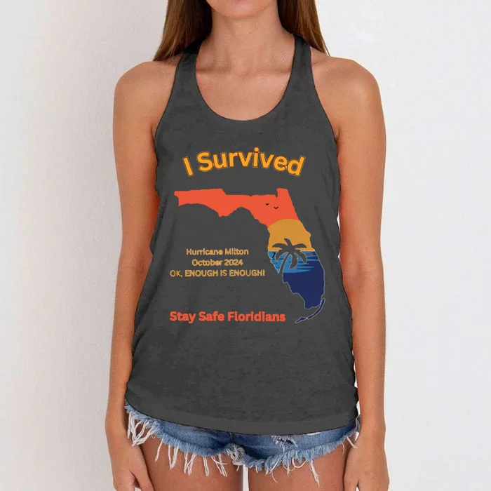 I Survived Hurricane Milton Stay Safe Floridians Women's Knotted Racerback Tank