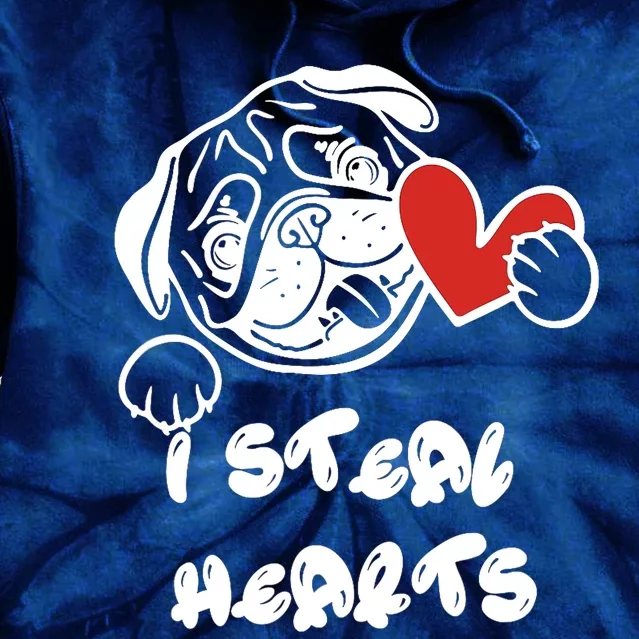 I Steal Hearts Pug art design for Valentines Day couple Tie Dye Hoodie