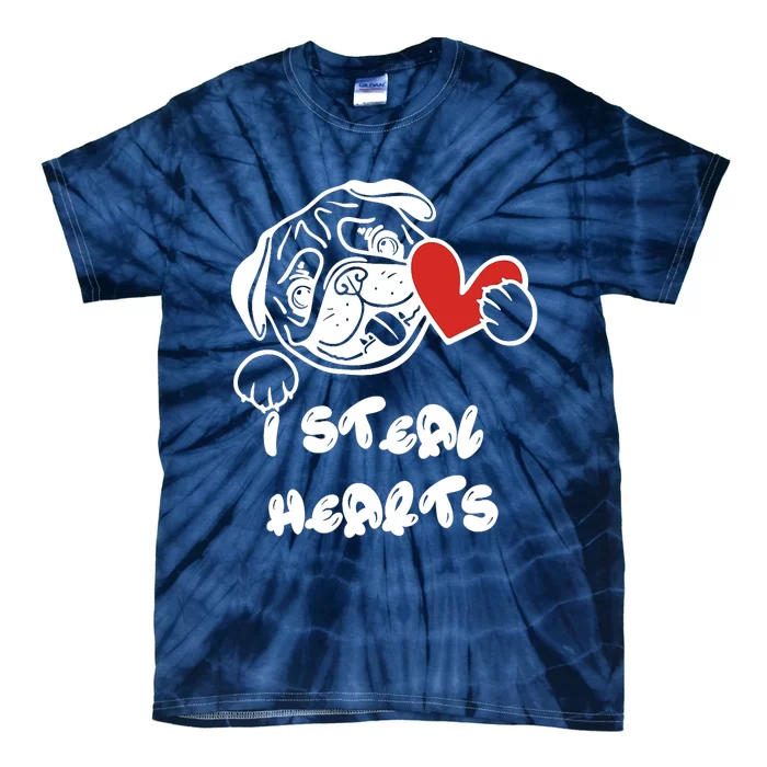 I Steal Hearts Pug art design for Valentines Day couple Tie-Dye T-Shirt