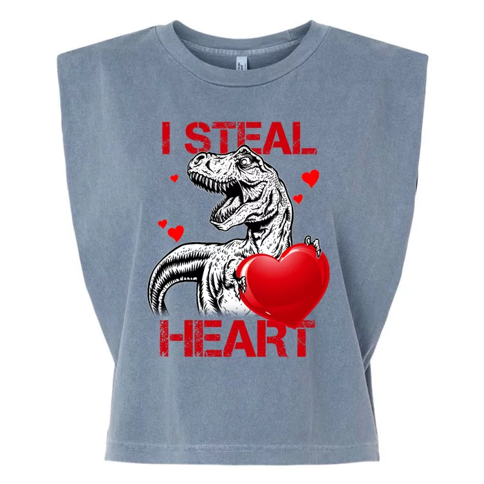 I Steal Hearts Dinosaur T Rex Valentines Day Gift Garment-Dyed Women's Muscle Tee