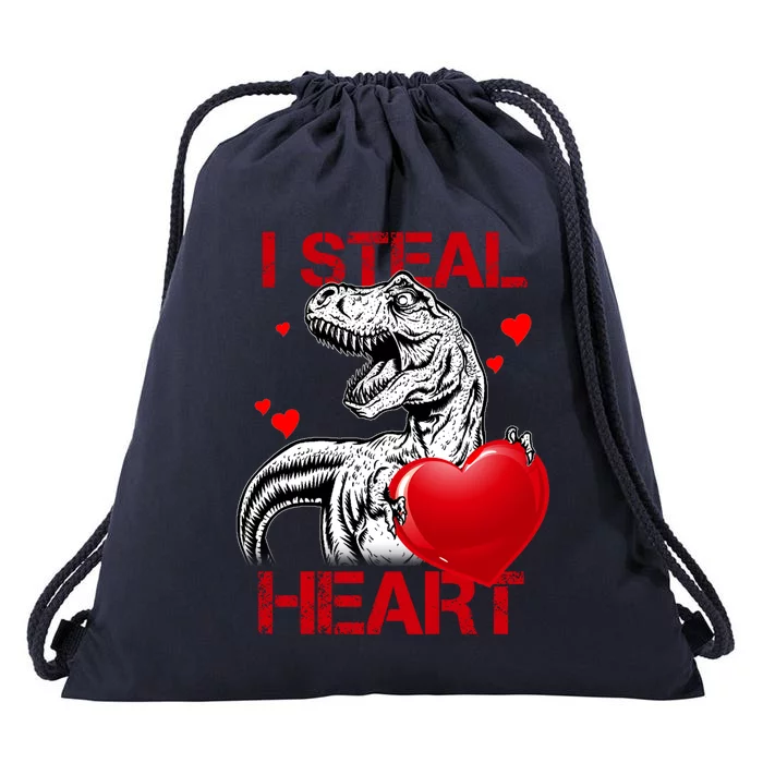 I Steal Hearts Dinosaur T Rex Valentines Day Gift Drawstring Bag