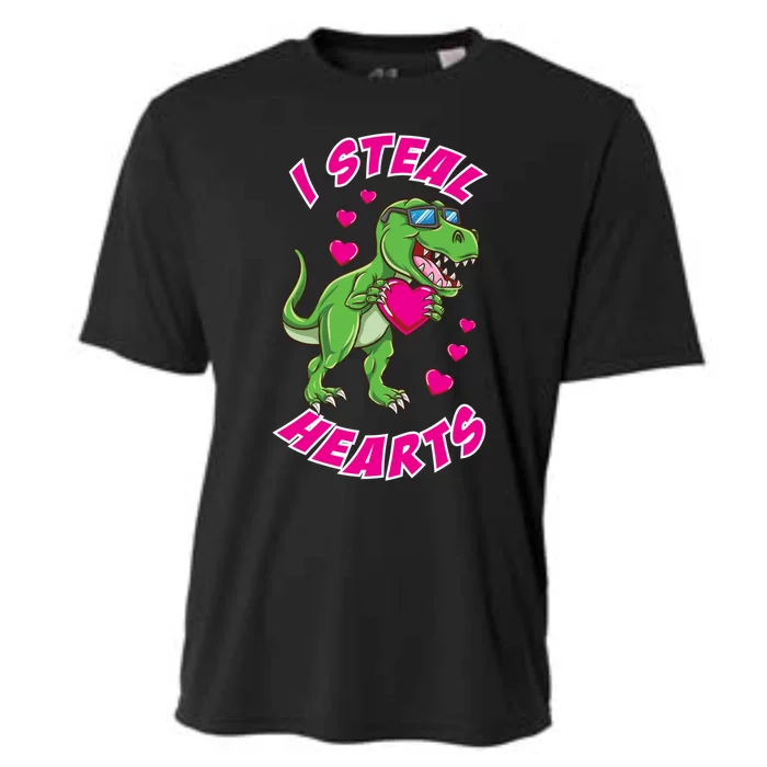 I Steal Hearts Dinosaur Valentines Day Gift Cooling Performance Crew T-Shirt