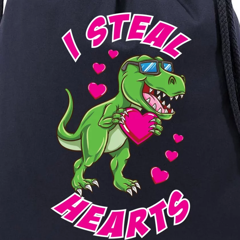 I Steal Hearts Dinosaur Valentines Day Gift Drawstring Bag