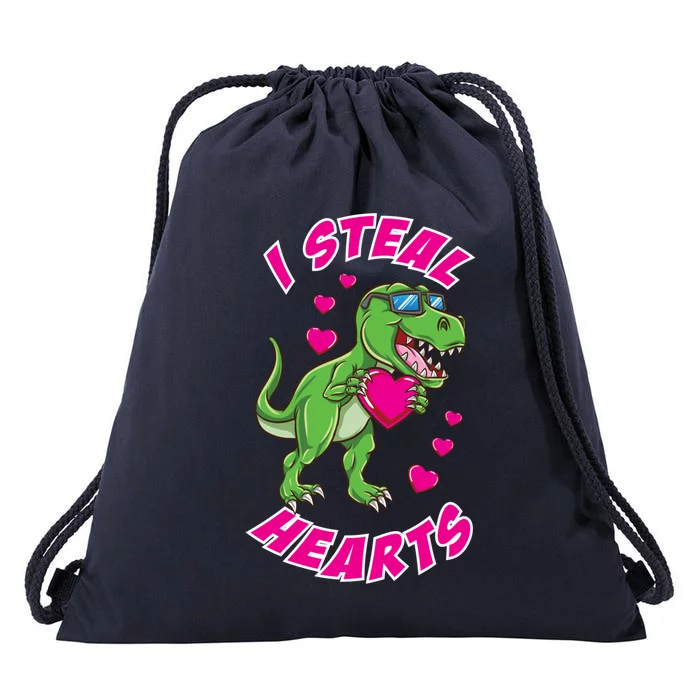 I Steal Hearts Dinosaur Valentines Day Gift Drawstring Bag