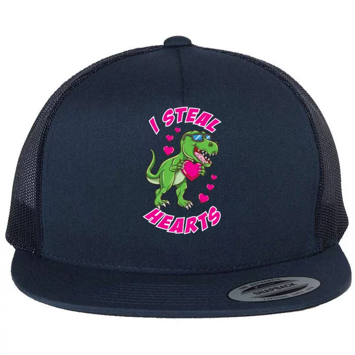 I Steal Hearts Dinosaur Valentines Day Gift Flat Bill Trucker Hat