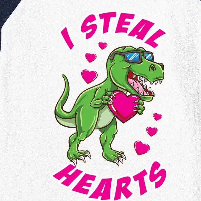 I Steal Hearts Dinosaur Valentines Day Gift Baseball Sleeve Shirt