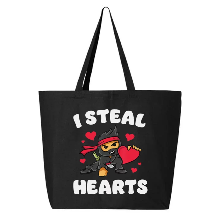 I Steal Hearts Ninja funny Valentines Day 25L Jumbo Tote