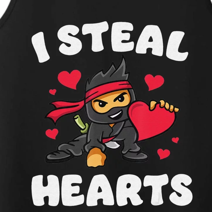 I Steal Hearts Ninja funny Valentines Day Performance Tank