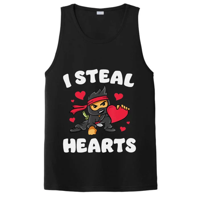 I Steal Hearts Ninja funny Valentines Day Performance Tank