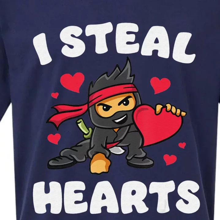 I Steal Hearts Ninja funny Valentines Day Sueded Cloud Jersey T-Shirt