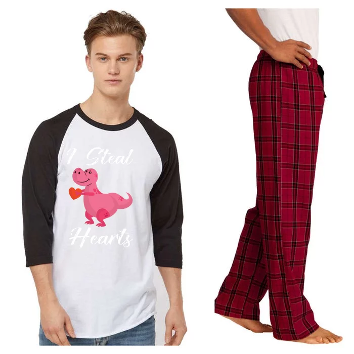 I Steal Hearts Funny Tmeaningful Giftrex Dinosaur Valentine's Day Gift Gift Raglan Sleeve Pajama Set