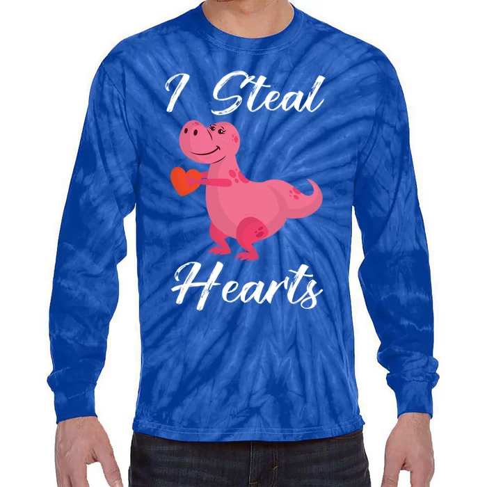 I Steal Hearts Funny Tmeaningful Giftrex Dinosaur Valentine's Day Gift Gift Tie-Dye Long Sleeve Shirt