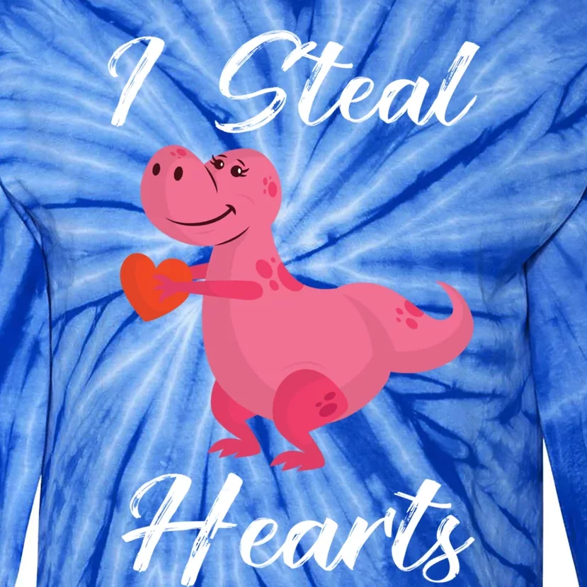 I Steal Hearts Funny Tmeaningful Giftrex Dinosaur Valentine's Day Gift Gift Tie-Dye Long Sleeve Shirt