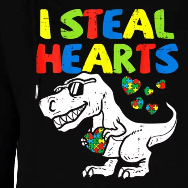 I Steal Hearts Autism Dinosaur Womens Funnel Neck Pullover Hood