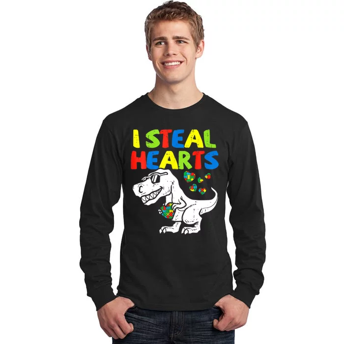 I Steal Hearts Autism Dinosaur Tall Long Sleeve T-Shirt