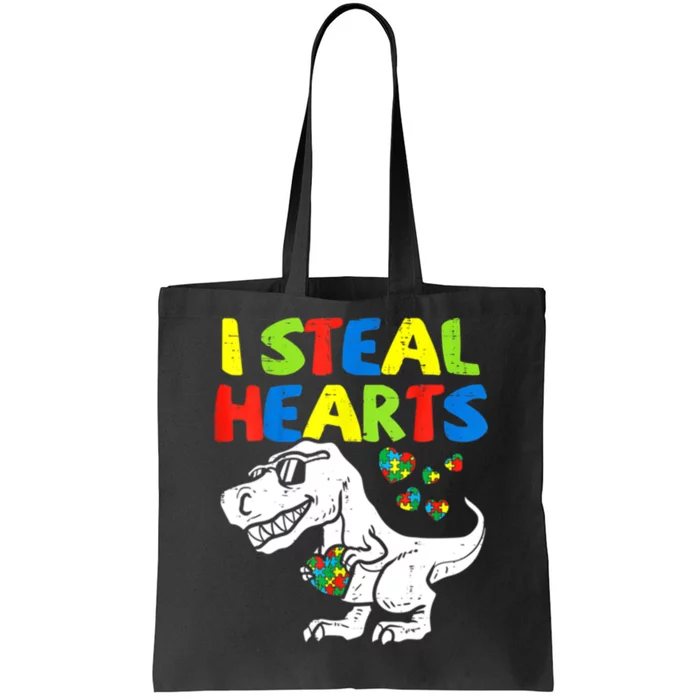 I Steal Hearts Autism Dinosaur Tote Bag