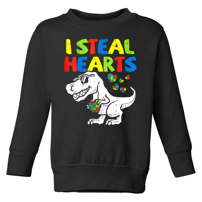 I Steal Hearts Autism Dinosaur Toddler Sweatshirt