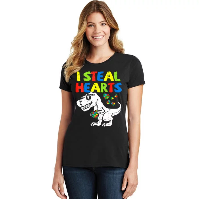 I Steal Hearts Autism Dinosaur Women's T-Shirt