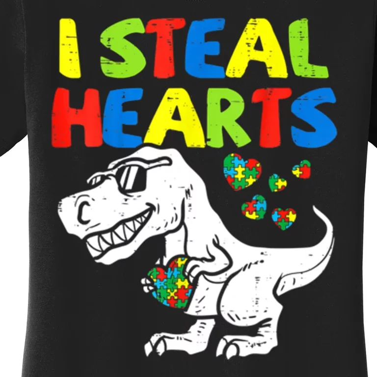 I Steal Hearts Autism Dinosaur Women's T-Shirt