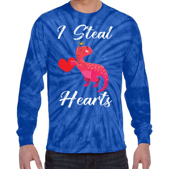 I Steal Hearts Funny Tgiftrex Dinosaur Valentine's Day Gift Great Gift Tie-Dye Long Sleeve Shirt