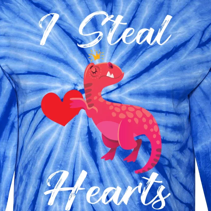 I Steal Hearts Funny Tgiftrex Dinosaur Valentine's Day Gift Great Gift Tie-Dye Long Sleeve Shirt