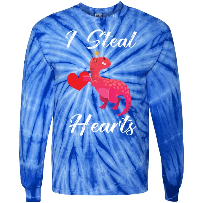 I Steal Hearts Funny Tgiftrex Dinosaur Valentine's Day Gift Great Gift Tie-Dye Long Sleeve Shirt