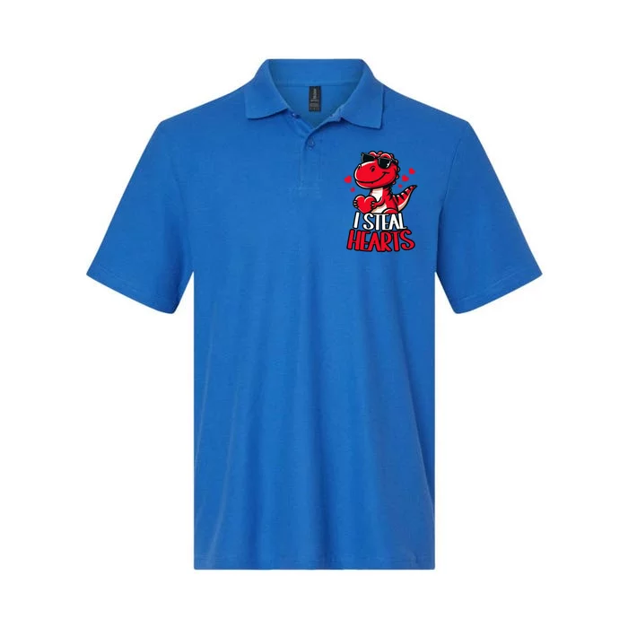 I Steal Hearts Trex Dino ValentineS Day Son Softstyle Adult Sport Polo