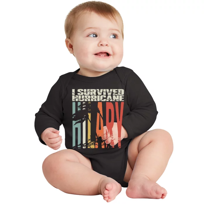 I Survived Hurricane Hilary Baby Long Sleeve Bodysuit