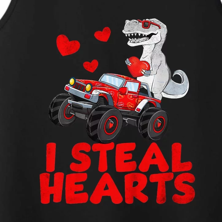 I Steal Hearts Dinosaur Funny Valentines Day Performance Tank