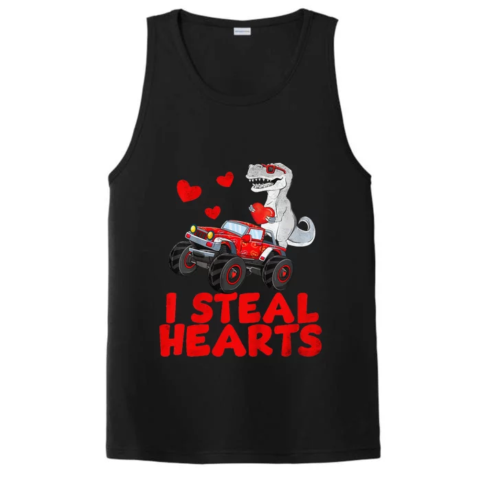 I Steal Hearts Dinosaur Funny Valentines Day Performance Tank