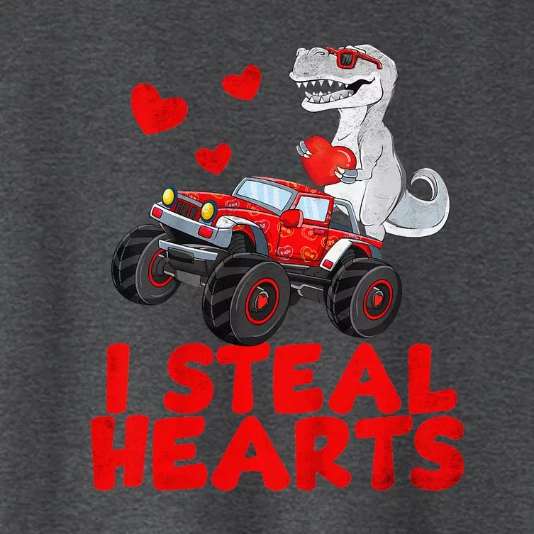 I Steal Hearts Dinosaur Funny Valentines Day Women's Crop Top Tee