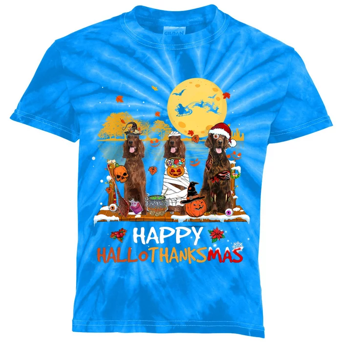 Irish Setter Happy Hallothanksmas Halloween Thanksgiving Funny Gift Kids Tie-Dye T-Shirt