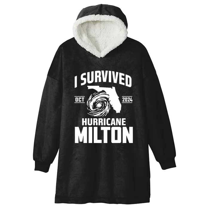 I Survived Hurricane Milton 2024 Florida Survivor Hurricane Graphic Hooded Wearable Blanket