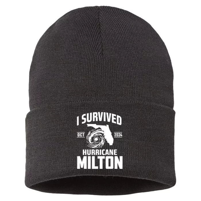 I Survived Hurricane Milton 2024 Florida Survivor Hurricane Graphic Sustainable Knit Beanie