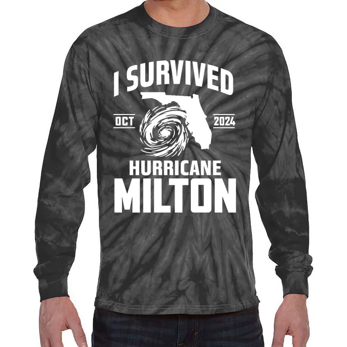 I Survived Hurricane Milton 2024 Florida Survivor Hurricane Graphic Tie-Dye Long Sleeve Shirt