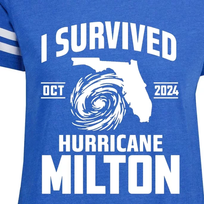 I Survived Hurricane Milton 2024 Florida Survivor Hurricane Graphic Enza Ladies Jersey Football T-Shirt