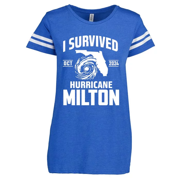 I Survived Hurricane Milton 2024 Florida Survivor Hurricane Graphic Enza Ladies Jersey Football T-Shirt