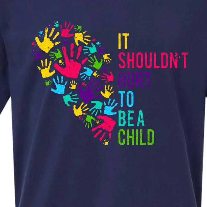 It Shouldnt Hurt To Be A Child Heart Child Abuse Awareness Sueded Cloud Jersey T-Shirt