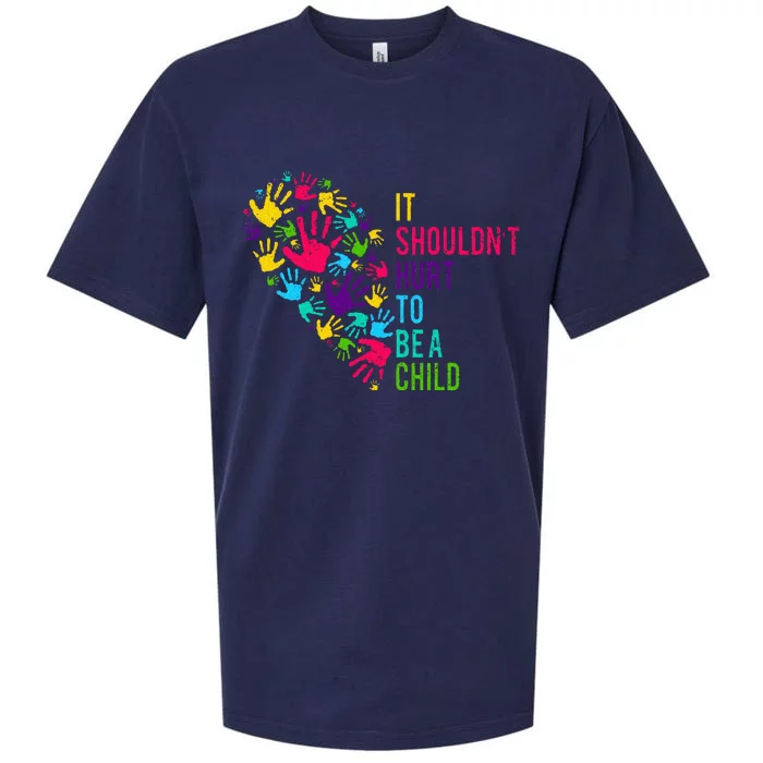 It Shouldnt Hurt To Be A Child Heart Child Abuse Awareness Sueded Cloud Jersey T-Shirt