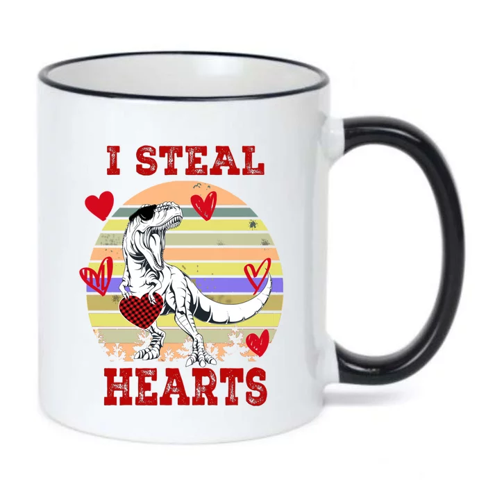 I Steal Hearts Saurus Valentines Day Dinosaur T Rex Lover Great Gift Black Color Changing Mug