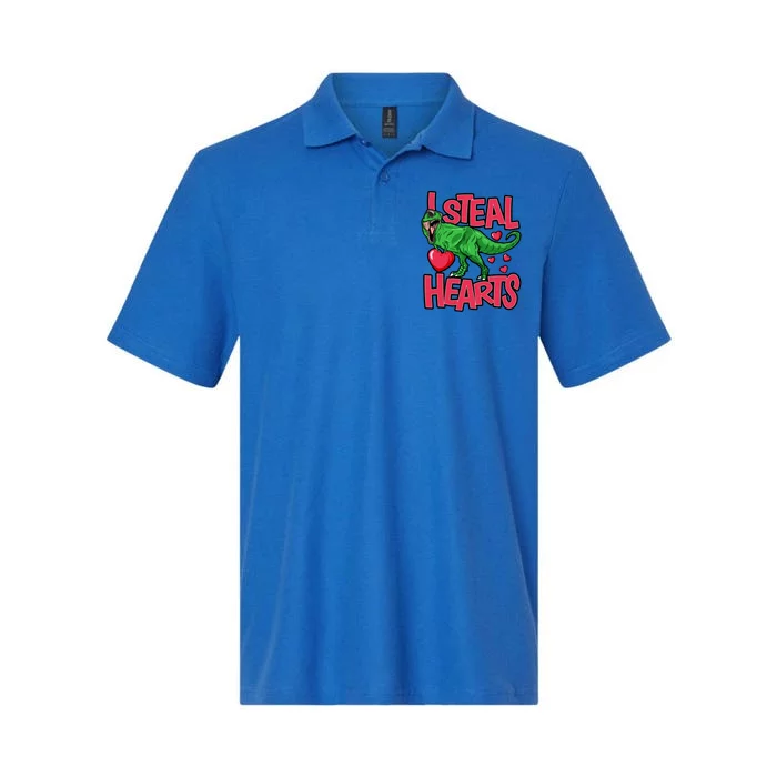 I Steal Hearts T Rex Dinosaur Funny Gift For Valentines Day Gift Softstyle Adult Sport Polo