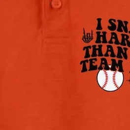 I Snack Harder Than Your Yeam Plays Baseball Funny Softball Dry Zone Grid Performance Polo