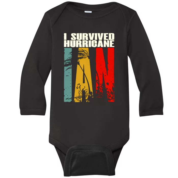 I Survived Hurricane Ian Florida Strong Baby Long Sleeve Bodysuit