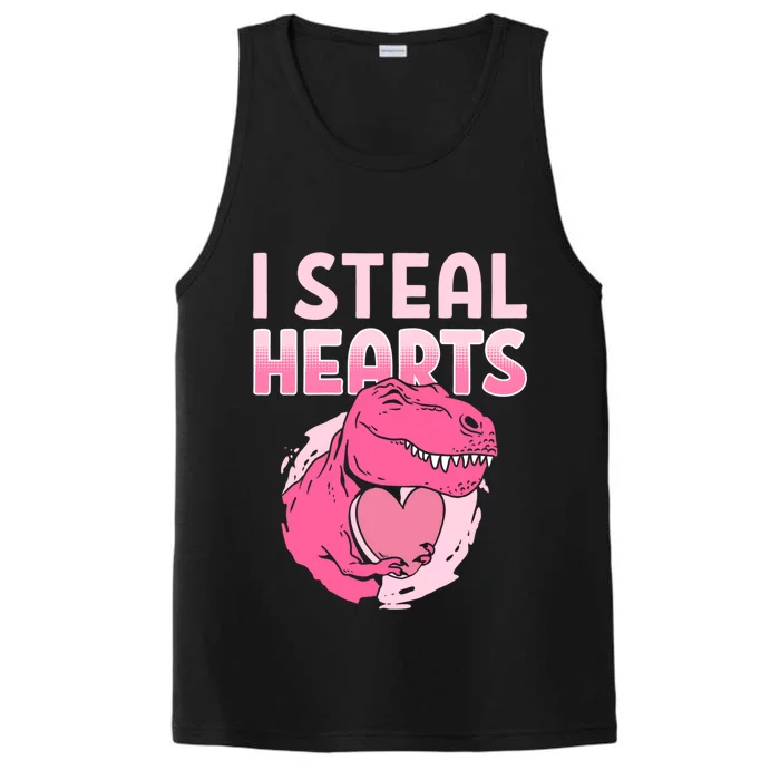 I Steal Hearts Valentine's Day Dinosaur Gift Performance Tank