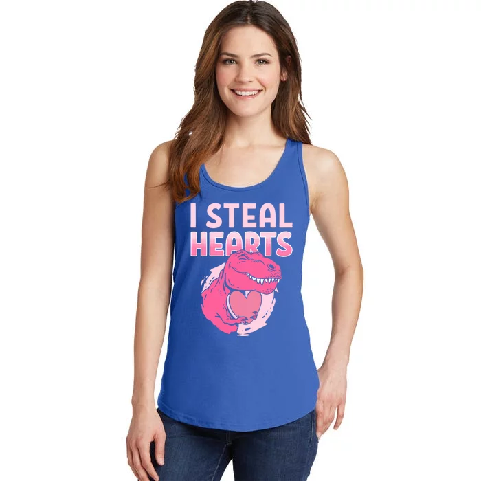 I Steal Hearts Valentine's Day Dinosaur Gift Ladies Essential Tank